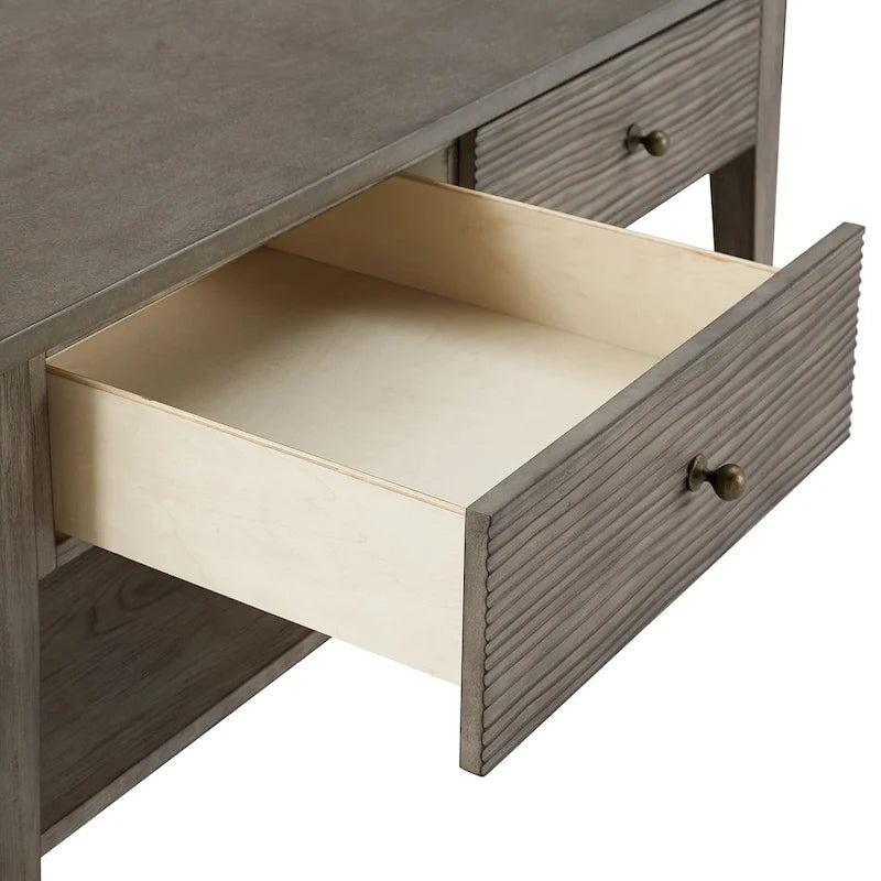 Coober Antique Grey Finish Grey Fiber Cement Table with Shelf by iNSPIRE Q Modern