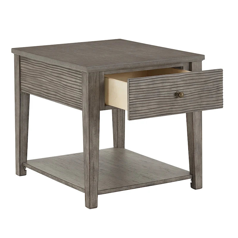Coober Antique Grey Finish Grey Fiber Cement Table with Shelf by iNSPIRE Q Modern