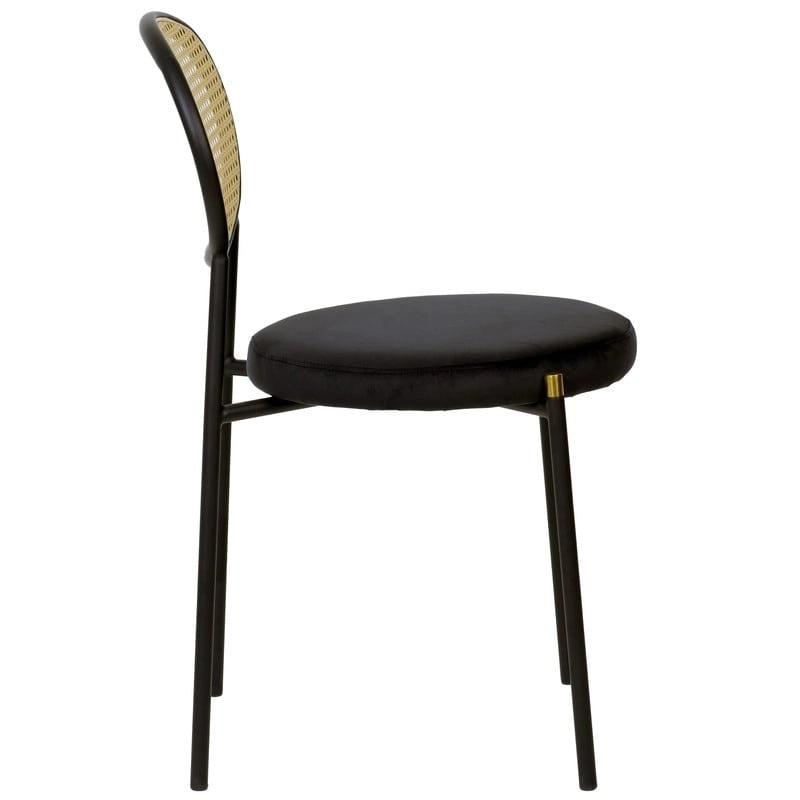 Euston Set of 4 Modern Dining Chair with Wicker Back & Upholstered Velvet Seat for Home Office Living Room & Kitchen