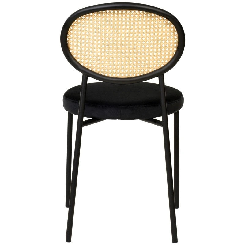 Euston Set of 4 Modern Dining Chair with Wicker Back & Upholstered Velvet Seat for Home Office Living Room & Kitchen