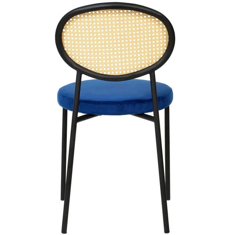 Euston Set of 4 Modern Dining Chair with Wicker Back & Upholstered Velvet Seat for Home Office Living Room & Kitchen