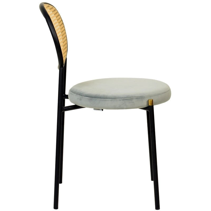 Euston Set of 4 Modern Dining Chair with Wicker Back & Upholstered Velvet Seat for Home Office Living Room & Kitchen