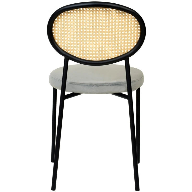 Euston Set of 4 Modern Dining Chair with Wicker Back & Upholstered Velvet Seat for Home Office Living Room & Kitchen