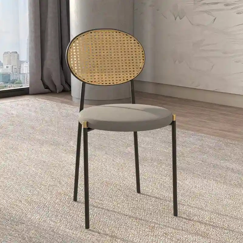 Euston Set of 4 Modern Dining Chair with Wicker Back & Upholstered Velvet Seat for Home Office Living Room & Kitchen