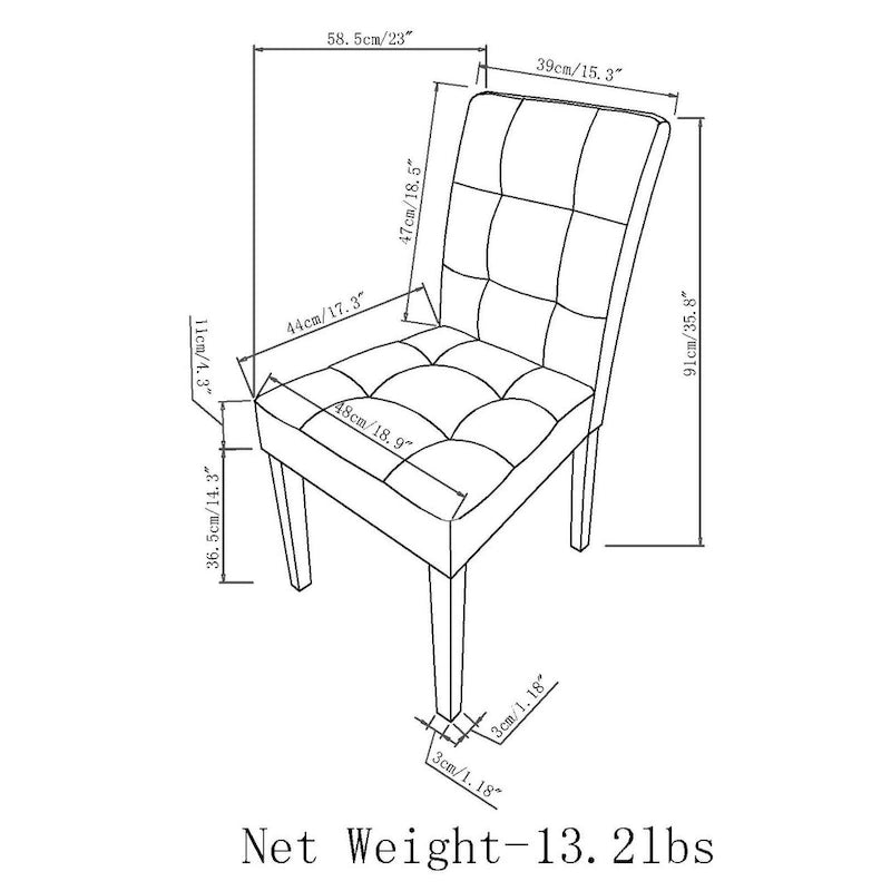 WYNDENHALL Jefferson Contemporary Parson Dining Chair (Set of 2) - 18.9w x 23d x 35.8h