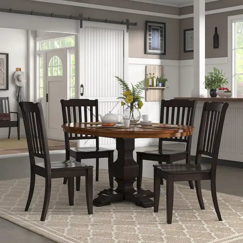 Eleanor Black Extending Oval Wood Table Slat Back 5-piece Dining Set by iNSPIRE Q Classic