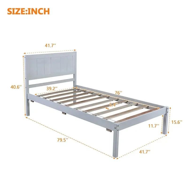 Harper & Bright Designs Wood Twin Platform Bed