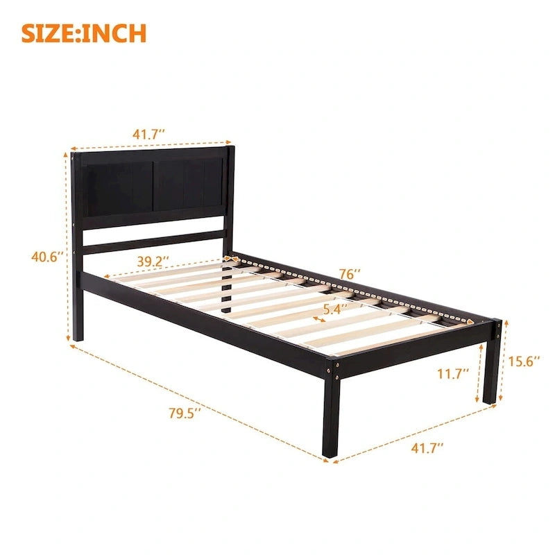 Harper & Bright Designs Wood Twin Platform Bed