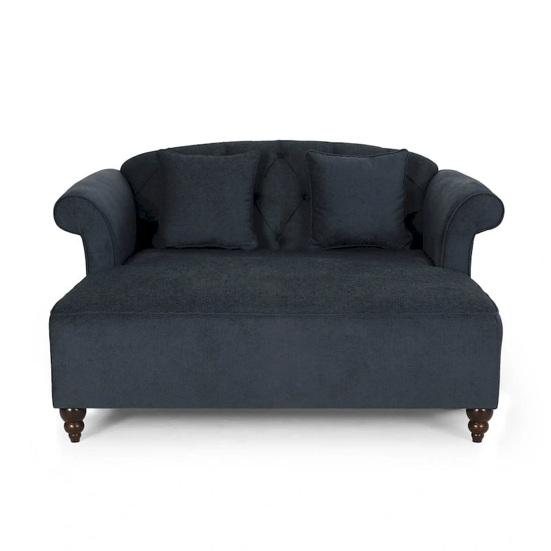 Freas Contemporary Tufted Double Chaise Lounge with Accent Pillows by Christopher Knight Home - 63.00 L x 58.50 W x 34.50 H