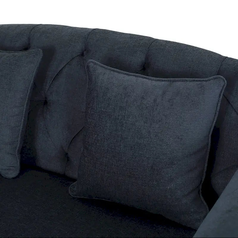 Freas Contemporary Tufted Double Chaise Lounge with Accent Pillows by Christopher Knight Home - 63.00 L x 58.50 W x 34.50 H