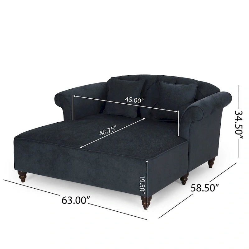Freas Contemporary Tufted Double Chaise Lounge with Accent Pillows by Christopher Knight Home - 63.00 L x 58.50 W x 34.50 H