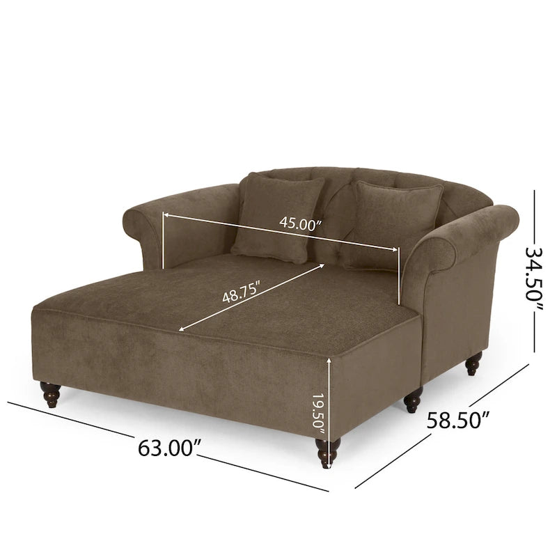 Freas Contemporary Tufted Double Chaise Lounge with Accent Pillows by Christopher Knight Home - 63.00 L x 58.50 W x 34.50 H