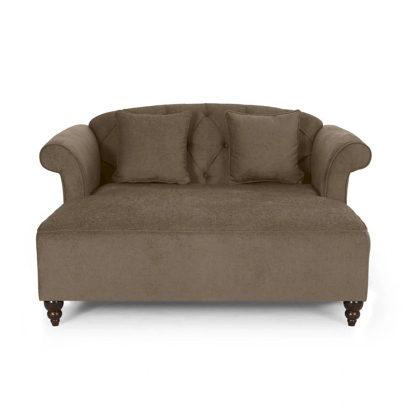 Freas Contemporary Tufted Double Chaise Lounge with Accent Pillows by Christopher Knight Home - 63.00 L x 58.50 W x 34.50 H
