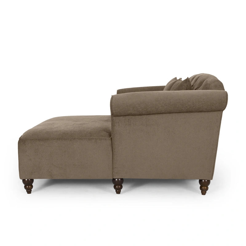 Freas Contemporary Tufted Double Chaise Lounge with Accent Pillows by Christopher Knight Home - 63.00 L x 58.50 W x 34.50 H