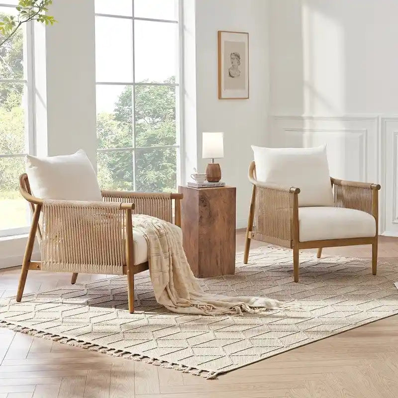 Lynn Accent Chair with Braid Wood Arm