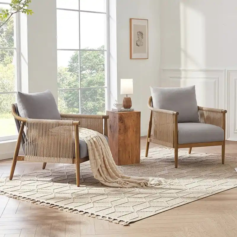 Lynn Accent Chair with Braid Wood Arm