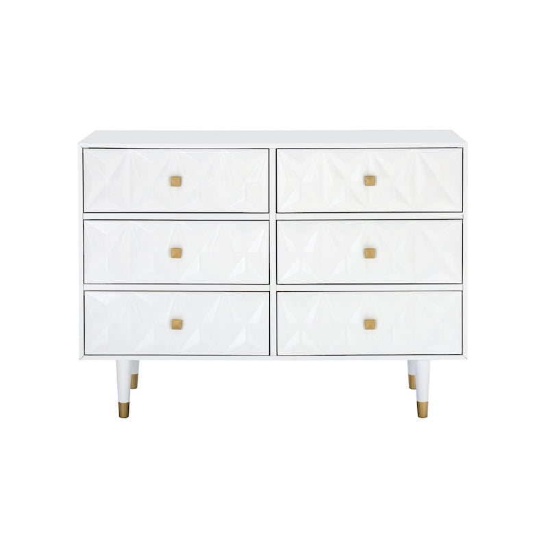 Bea Geometric Textured Glam 6-drawer Dresser