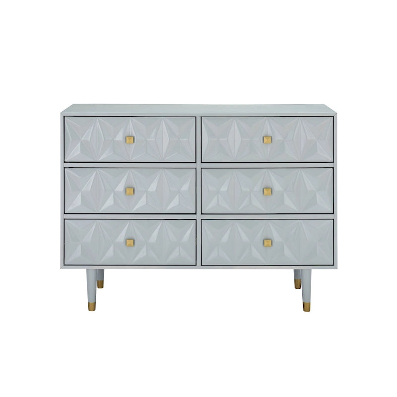 Bea Geometric Textured Glam 6-drawer Dresser