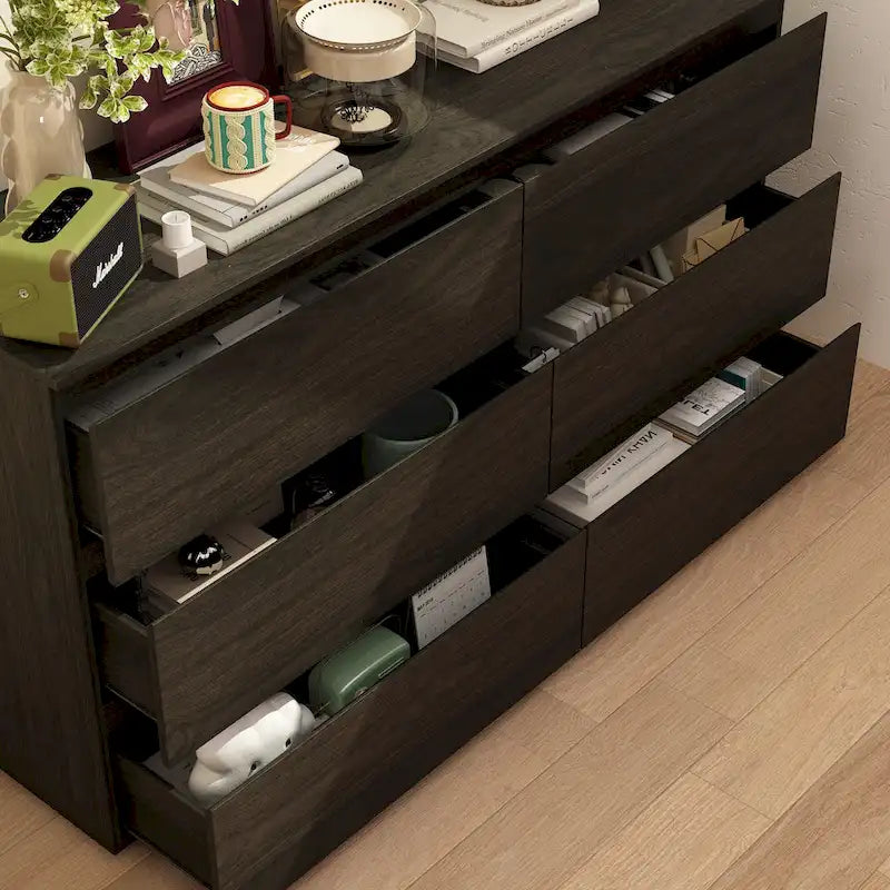 Premium 59-inch 6 Drawers White Floor Double Dresser by Kerrogee
