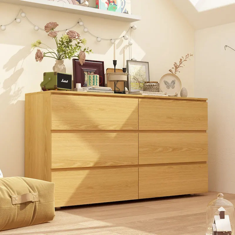 Premium 59-inch 6 Drawers White Floor Double Dresser by Kerrogee