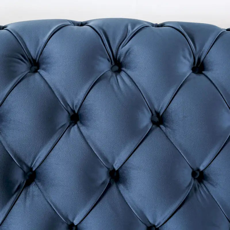 Adeben Transitional Blue Fabric Nailhead Trim Tufted 2-Piece Sofa Set by Furniture of America