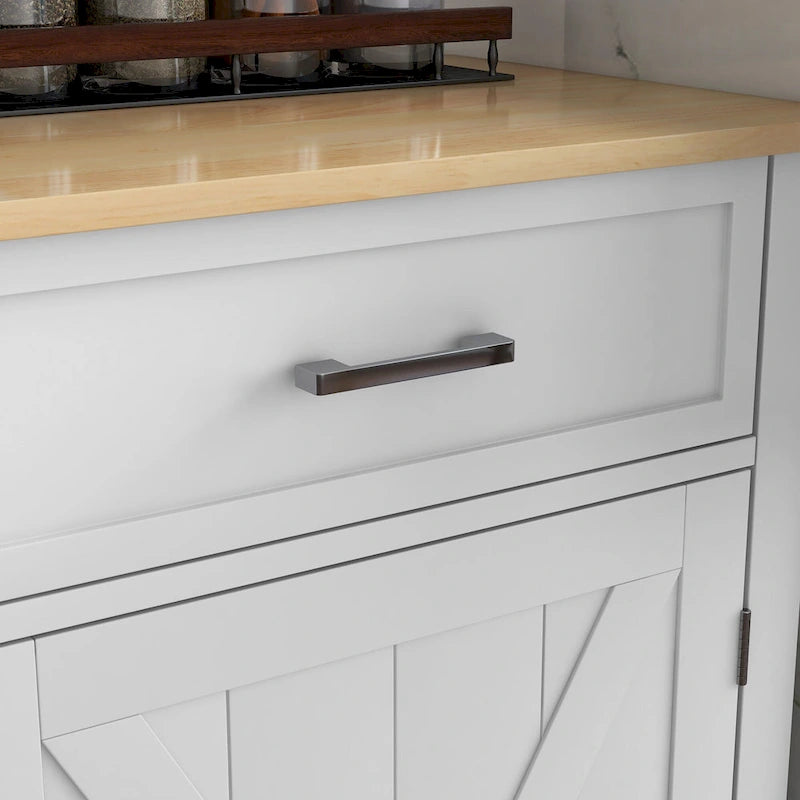 HOMCOM Rolling Kitchen Island with Drop Leaf Wood Breakfast Bar, Farmhouse Kitchen Cart with 2 Drawers, White