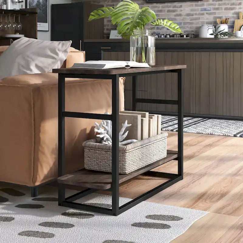 DH BASIC Urban Oak 32-inch Long Side Table with Lower Shelf by Denhour
