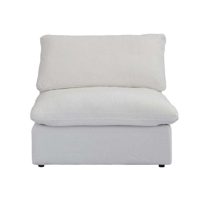 160 in. Free Combination Overstuffed Down Filled Comfort Linen U-shape 6-Seat Sofa Modular Sectional with Ottoman