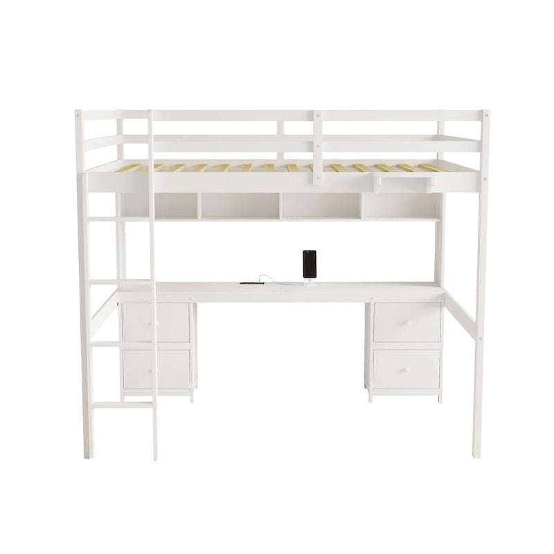 Loft Bed with Desk, Cabinets