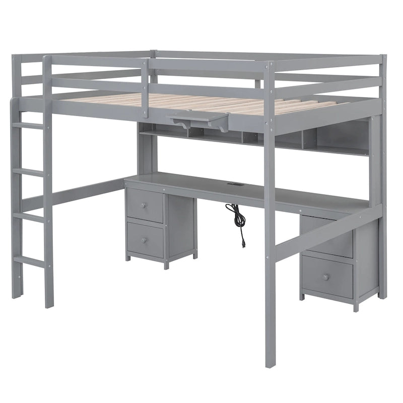 Loft Bed with Desk, Cabinets