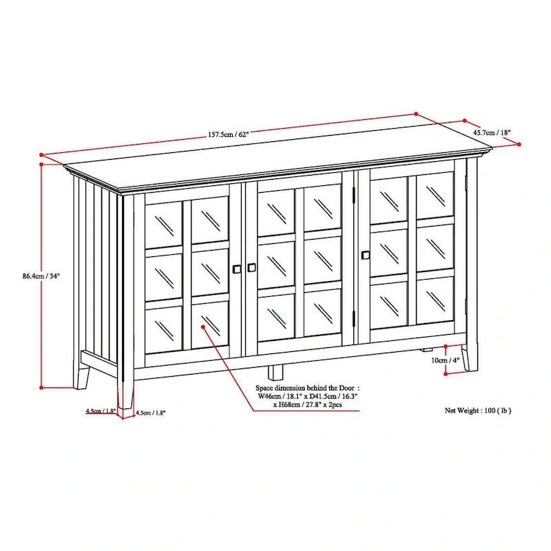 WYNDENHALL Normandy SOLID WOOD 62 inch Wide Transitional Wide Storage Cabinet - 62w x 18d x 34 h