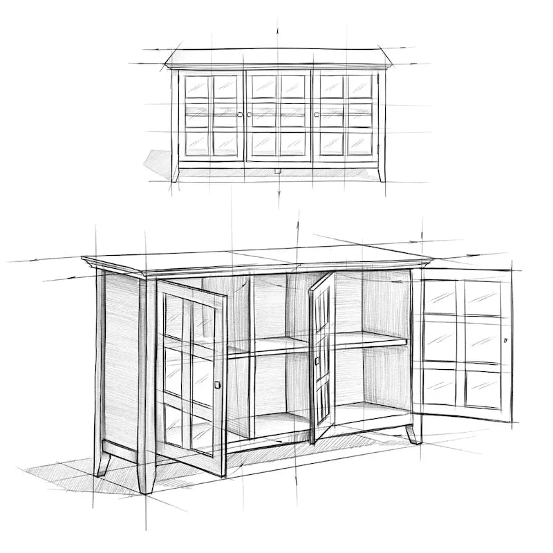 WYNDENHALL Normandy SOLID WOOD 62 inch Wide Transitional Wide Storage Cabinet - 62w x 18d x 34 h