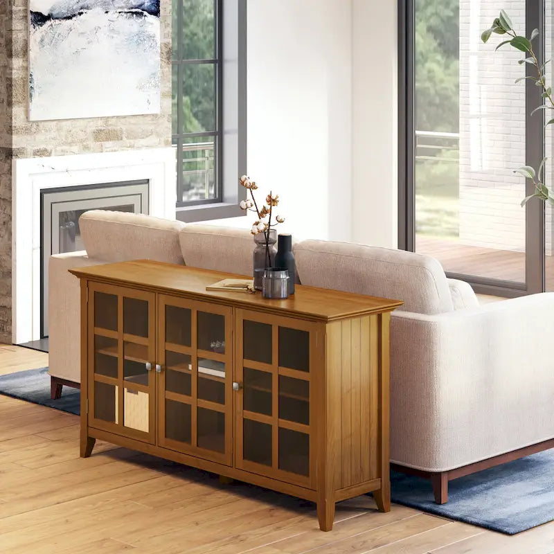 WYNDENHALL Normandy SOLID WOOD 62 inch Wide Transitional Wide Storage Cabinet - 62w x 18d x 34 h