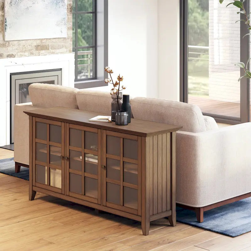 WYNDENHALL Normandy SOLID WOOD 62 inch Wide Transitional Wide Storage Cabinet - 62w x 18d x 34 h