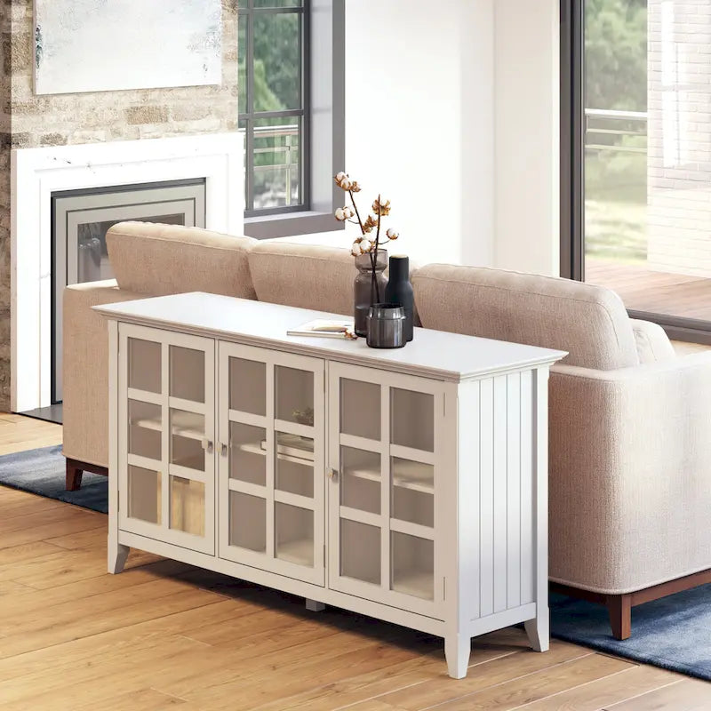 WYNDENHALL Normandy SOLID WOOD 62 inch Wide Transitional Wide Storage Cabinet - 62w x 18d x 34 h