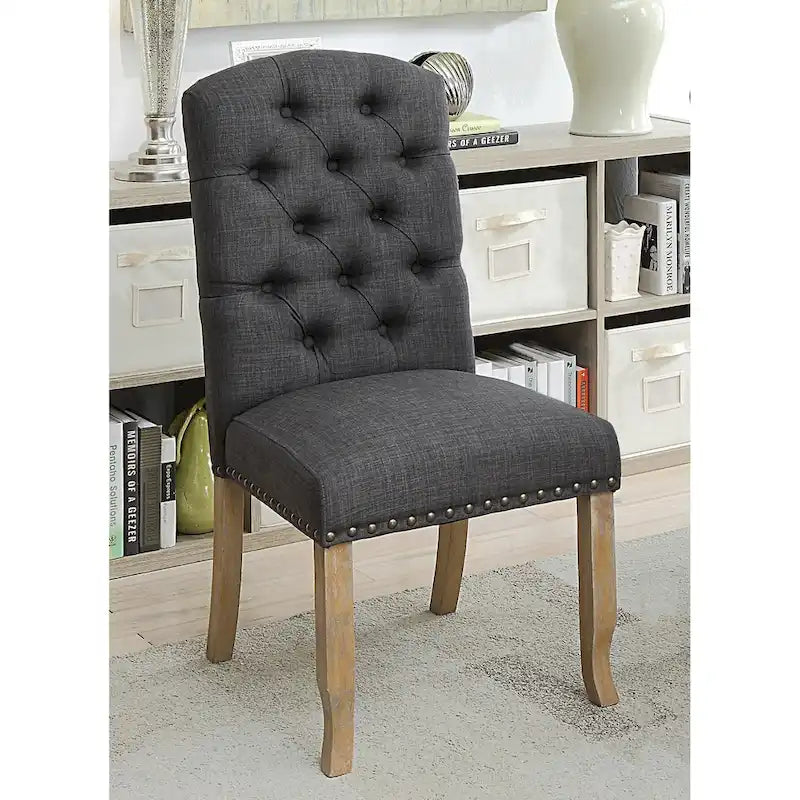 Cordova Farmhouse Tufted Fabric Dining Chairs (Set of 2) by Furniture of America