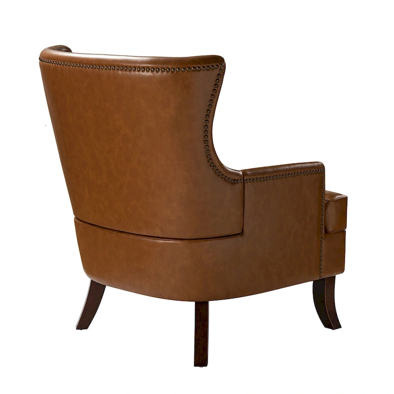 Angeles Mid-century Modern Ergonomic Vegan Leather Armchair with Wingback Set of 2 by HULALA HOME
