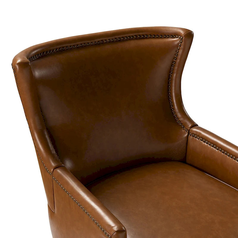 Angeles Mid-century Modern Ergonomic Vegan Leather Armchair with Wingback Set of 2 by HULALA HOME