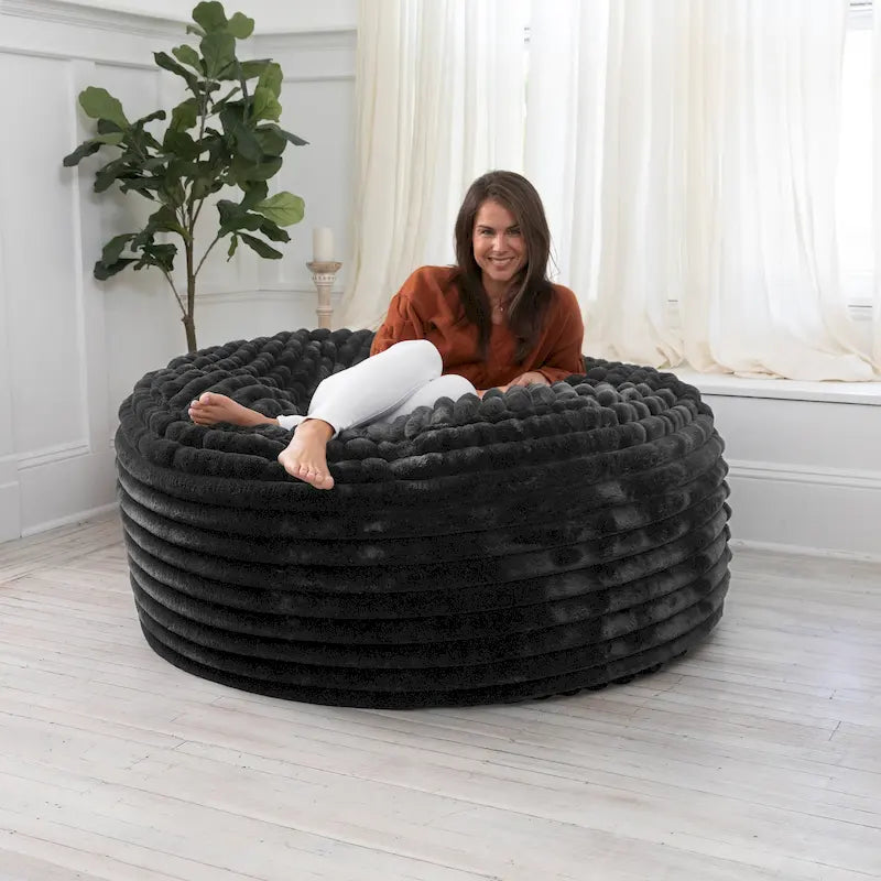 Jaxx Saxx 5 Foot Large Bean Bag Chair w/ Removable Cover for Adults, Mondo Fur