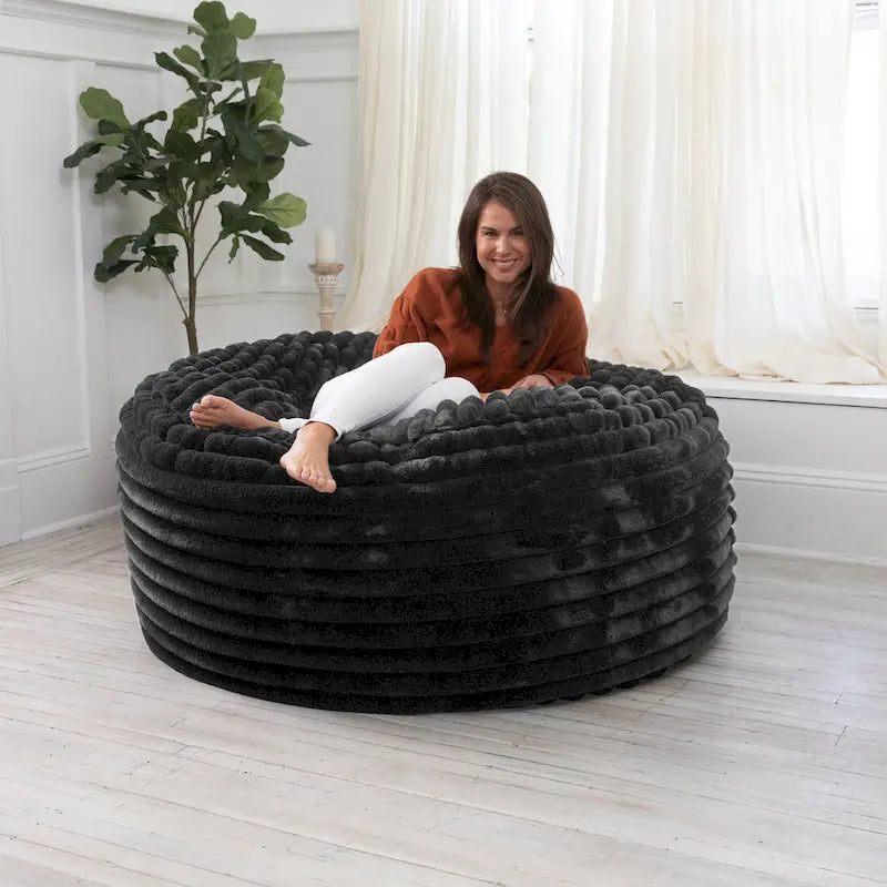Jaxx Saxx 5 Foot Large Bean Bag Chair w/ Removable Cover for Adults, Mondo Fur