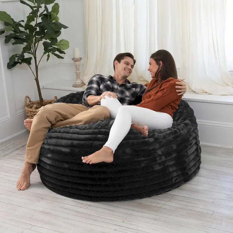 Jaxx Saxx 5 Foot Large Bean Bag Chair w/ Removable Cover for Adults, Mondo Fur
