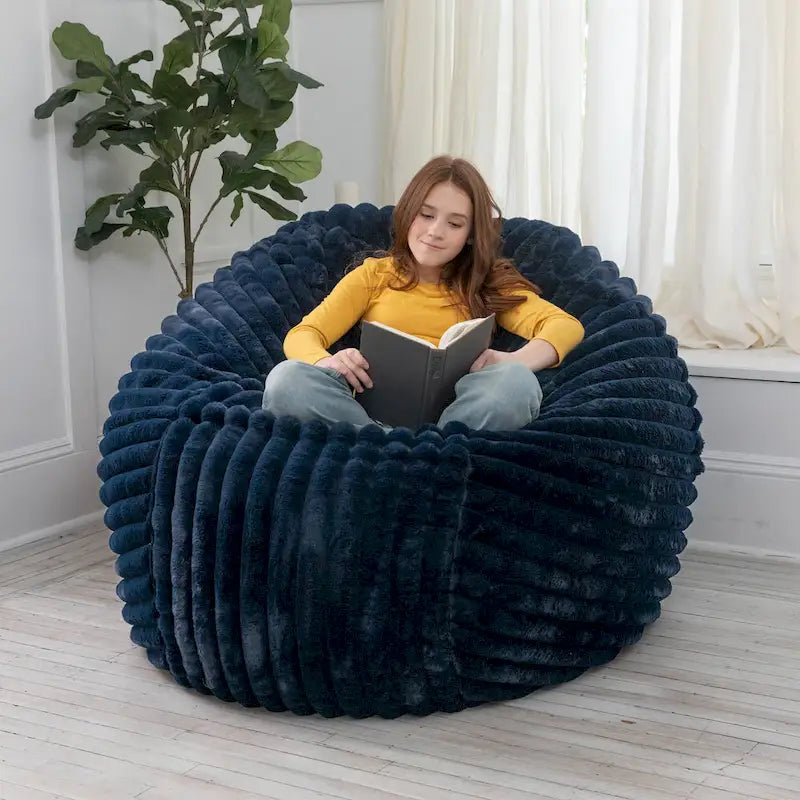 Jaxx Saxx 5 Foot Large Bean Bag Chair w/ Removable Cover for Adults, Mondo Fur