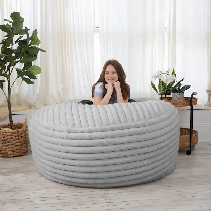 Jaxx Saxx 5 Foot Large Bean Bag Chair w/ Removable Cover for Adults, Mondo Fur