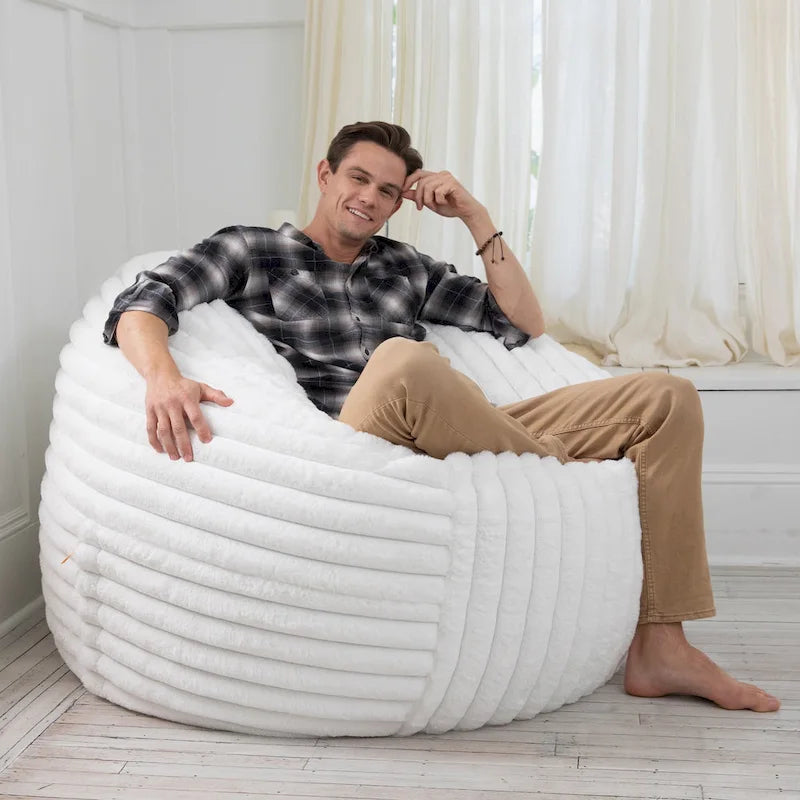 Jaxx Saxx 5 Foot Large Bean Bag Chair w/ Removable Cover for Adults, Mondo Fur
