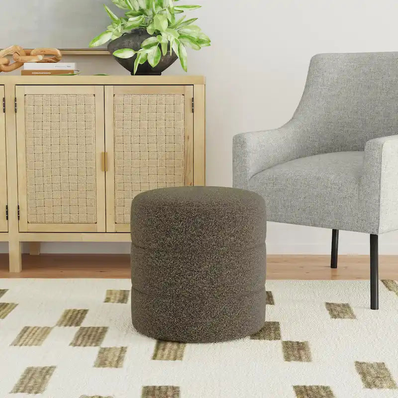 HomePop Upholstered Round Ottoman