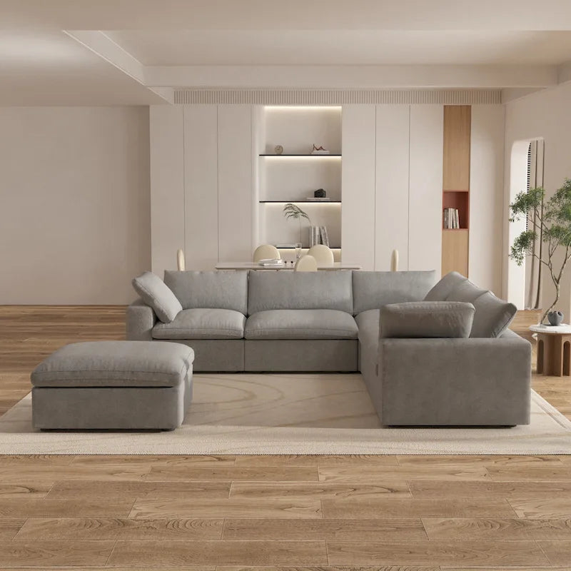 Widen Down Filled 5-Piece Sectional and Ottoman