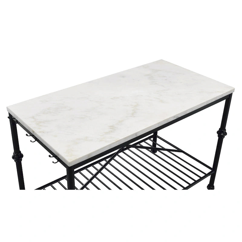 Avya Contemporary White and Gold 58-inch Wide Marble Top Kitchen Island by Furniture of America