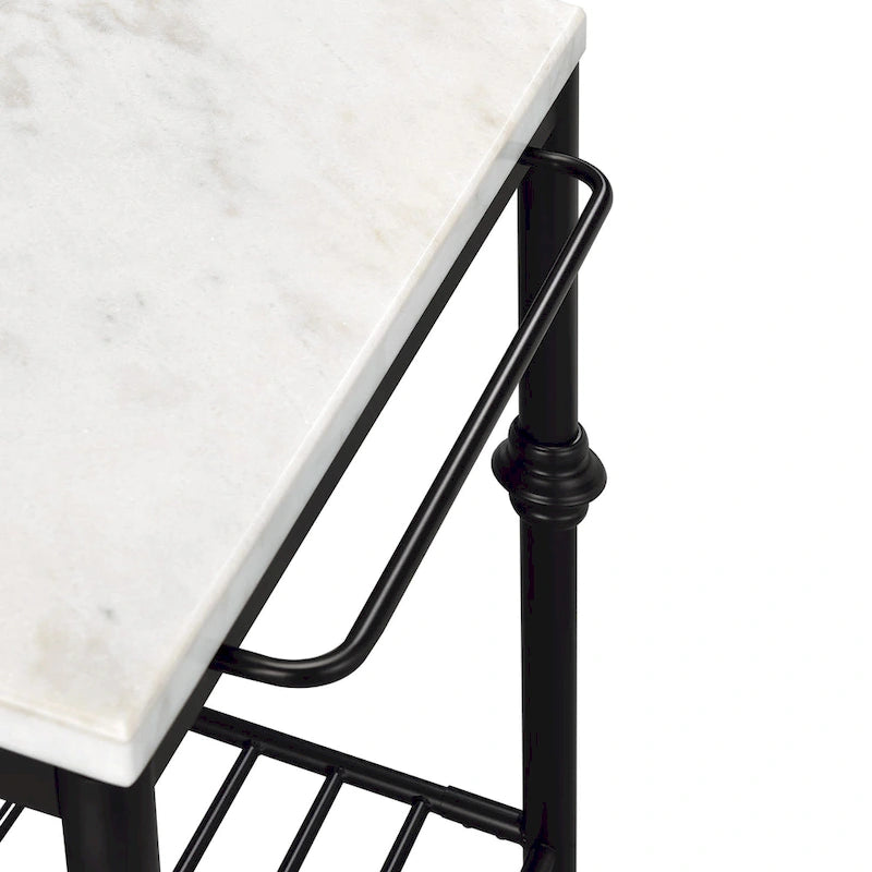 Avya Contemporary White and Gold 58-inch Wide Marble Top Kitchen Island by Furniture of America