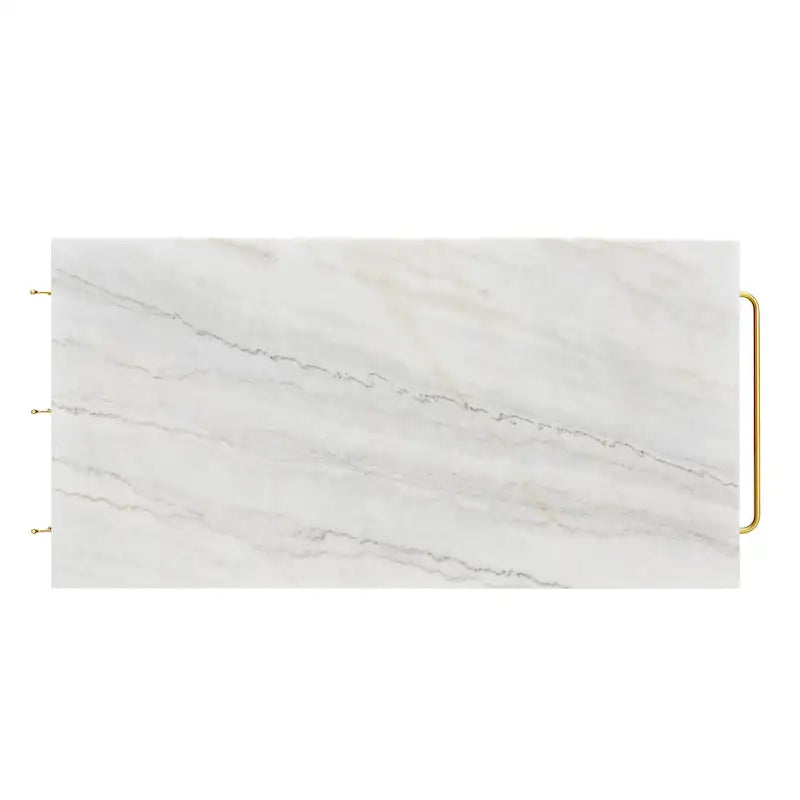 Avya Contemporary White and Gold 58-inch Wide Marble Top Kitchen Island by Furniture of America