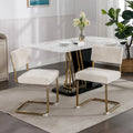 Modern Dining Chairs with Gold Metal Base, Accent Armless Kitchen Chairs with Channel Tufting,Set of 2
